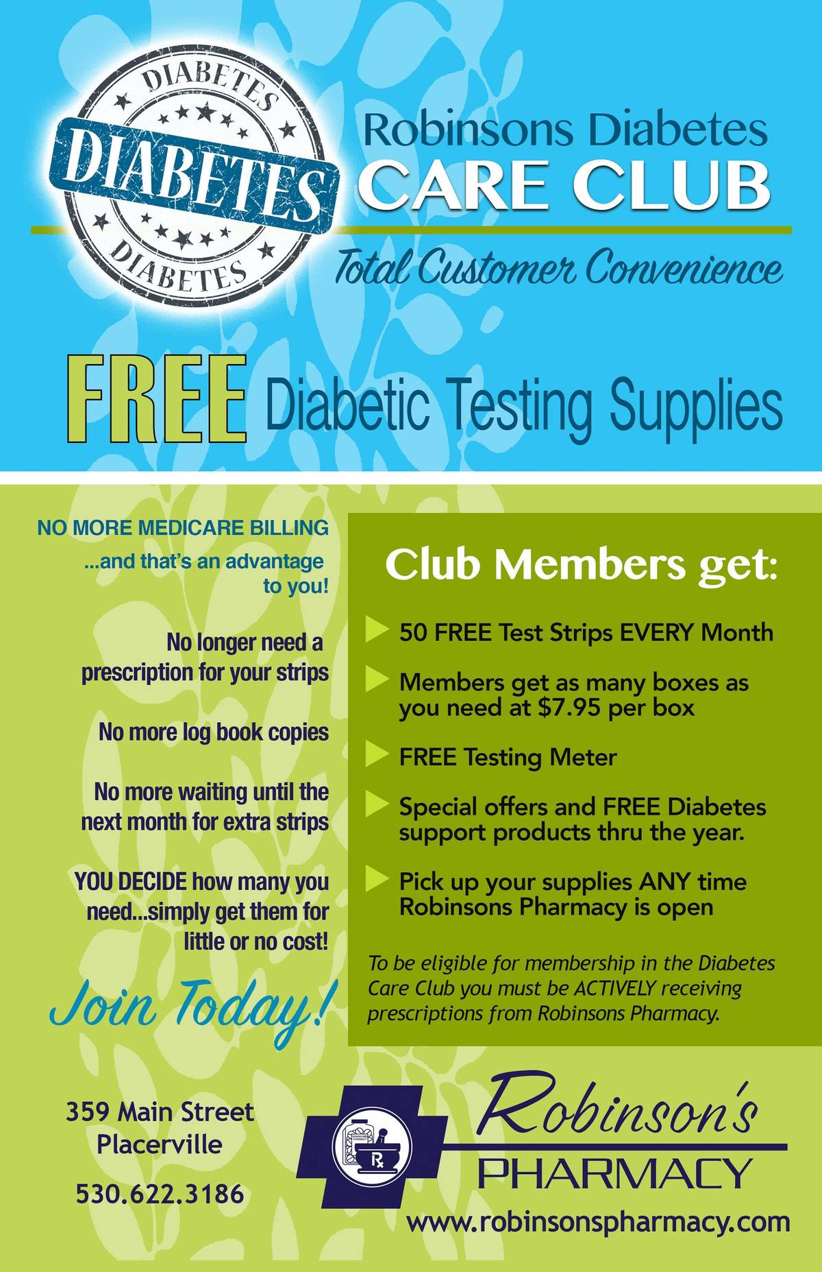 Diabetes Club Robinson’s Pharmacy Your Local Placerville Pharmacy